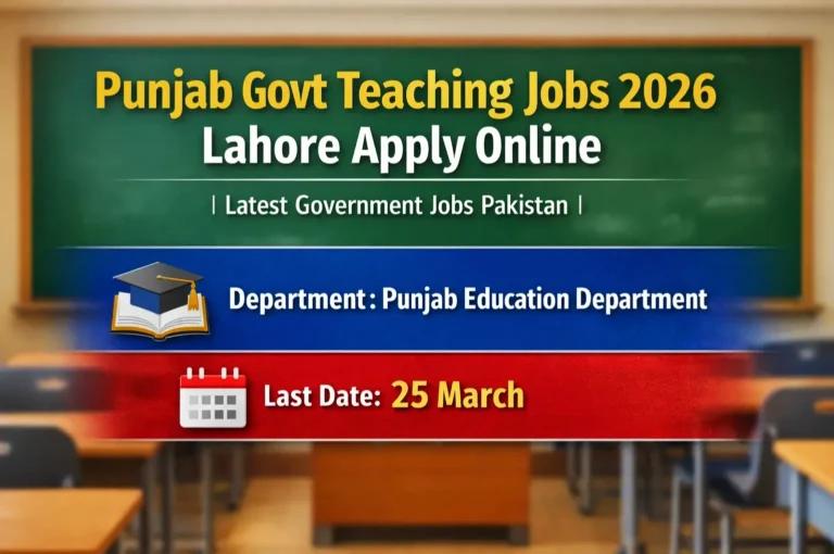 Punjab Govt Teaching Jobs 2026 Lahore Apply Online