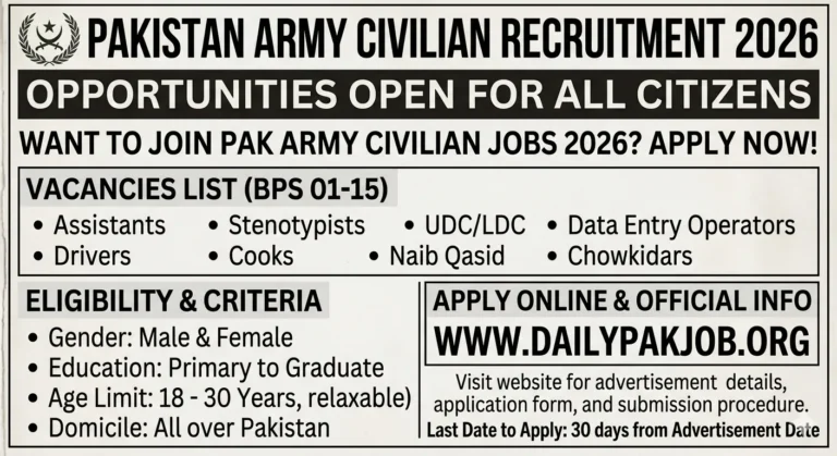 Join Pak Army Civilian Jobs 2026 Advertisement Daily Pak Jobs
