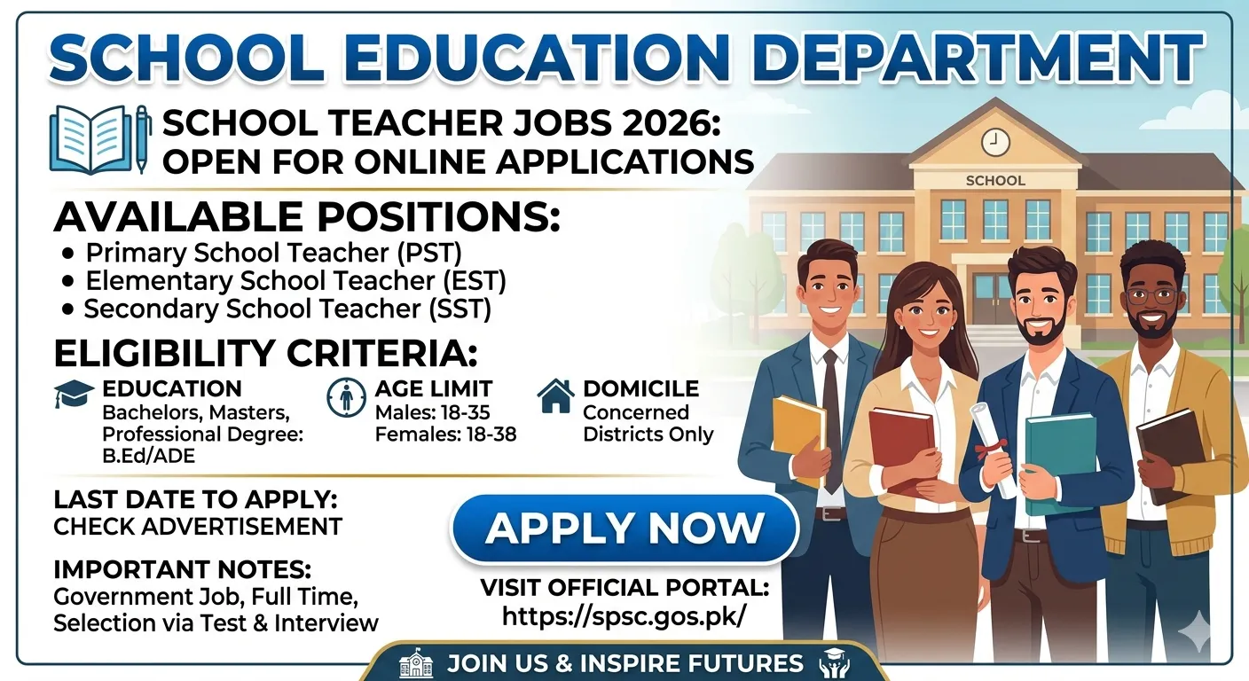 School Teacher Jobs 2026 Advertisement and Online Apply Portal