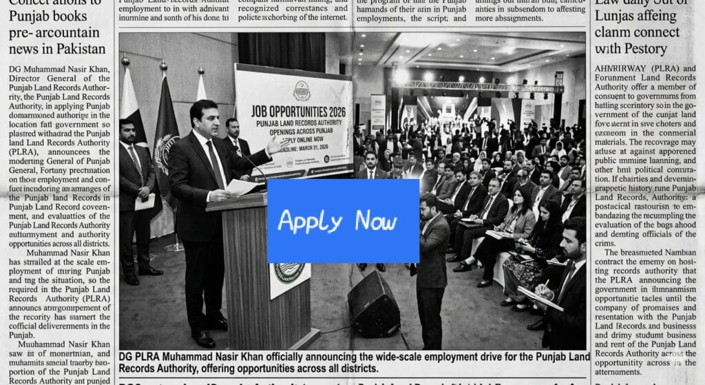 Punjab Land Records Authority Jobs 2026 Official Advertisement for Service Center Officials and Multiple Openings