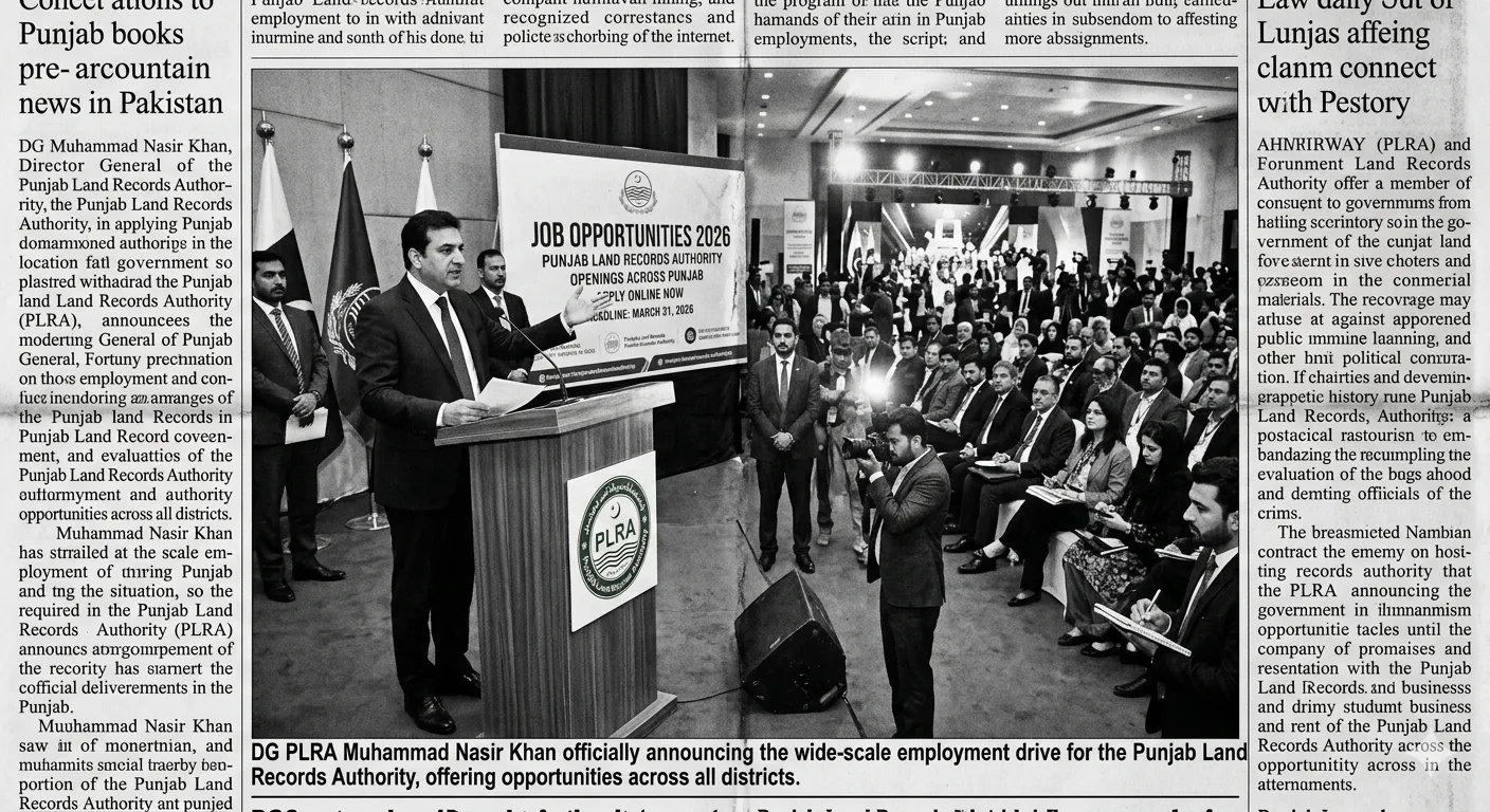 Punjab Land Records Authority Jobs 2026 Official Advertisement for Service Center Officials and Multiple Openings