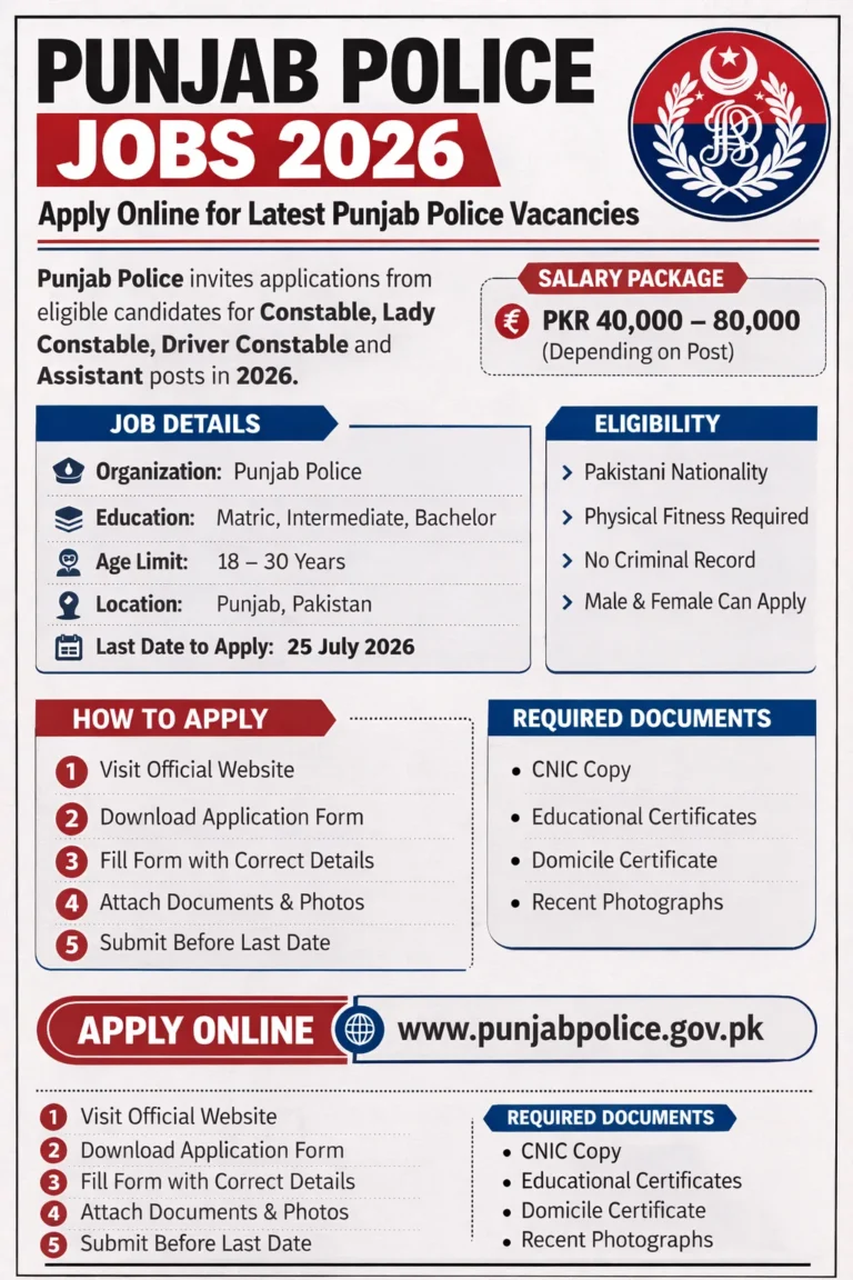 Punjab Police Jobs 2026 Apply Online Latest Punjab Police Vacancies Advertisement