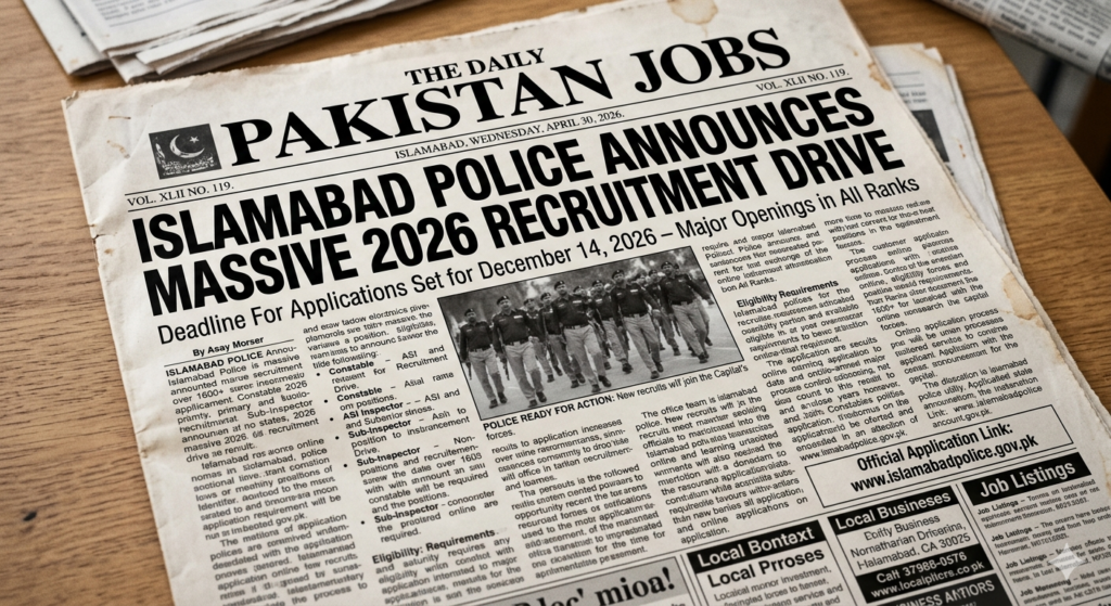 Islamabad Police Jobs 2026 Official Advertisement.
